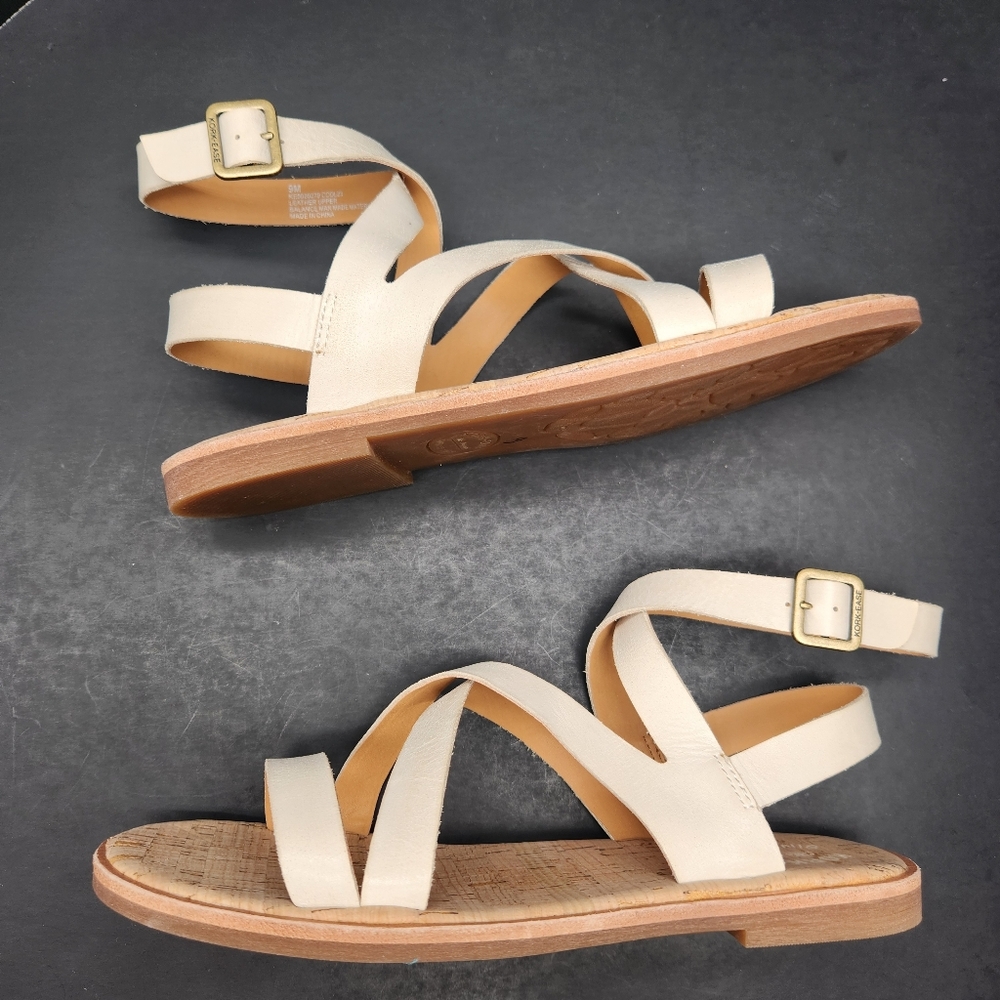 Kork Ease Sandals 9 Ivory Leather Bryleigh Ankle Gladiator Strappy New $120